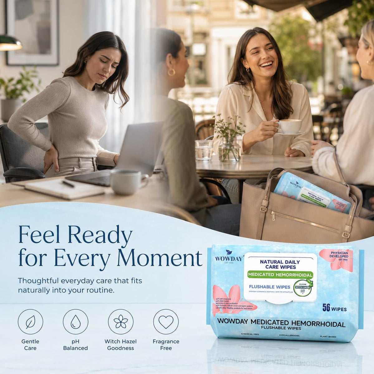 Flushable Hemorrhoid Wipes Medicated Witch Hazel Wipes 304 Count