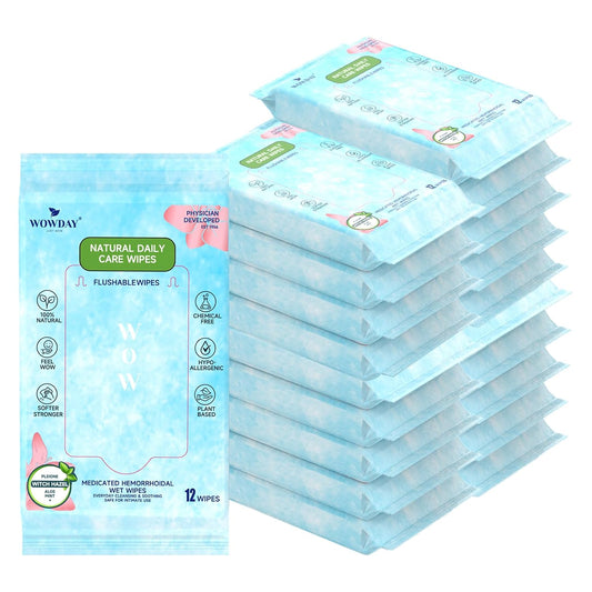 Flushable Hemorrhoid Wipes Medicated Witch Hazel Wipes 240 Count