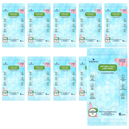 Flushable Hemorrhoid Wipes Medicated Witch Hazel Wipes 120 Count
