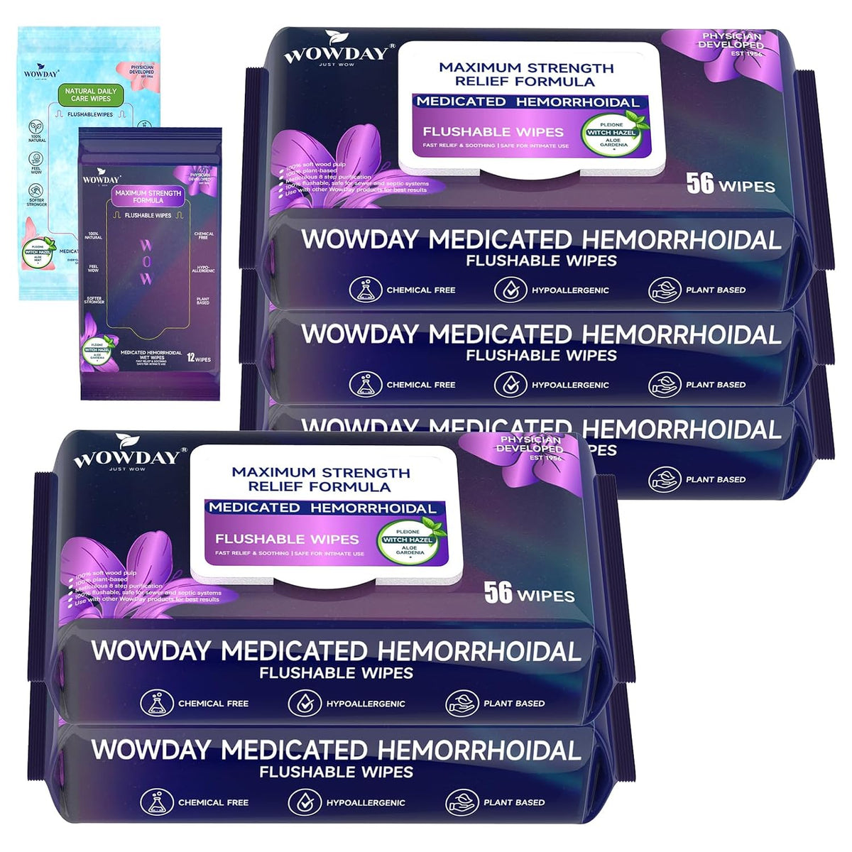 Maximum Strength Hemorrhoid Wipes Flushable Witch Hazel Wipes 304 Count
